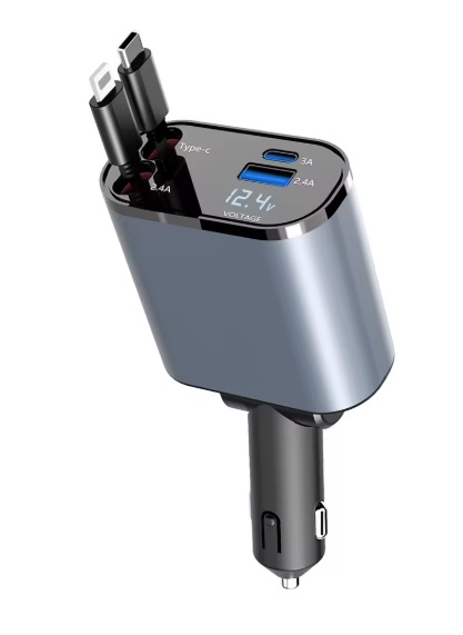 Metal 86W Fast Car Charger - USB-C & USB, Voltage Display