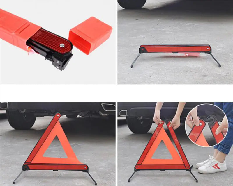 Reflective Warning Triangle — Foldable Roadside Safety Stand