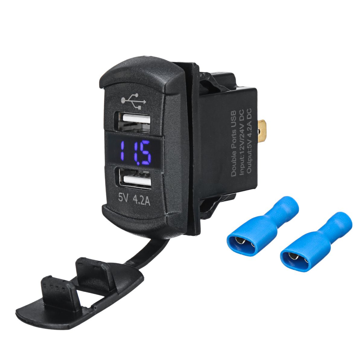 Dual USB Car Charger - Voltage Display & On/Off Switch
