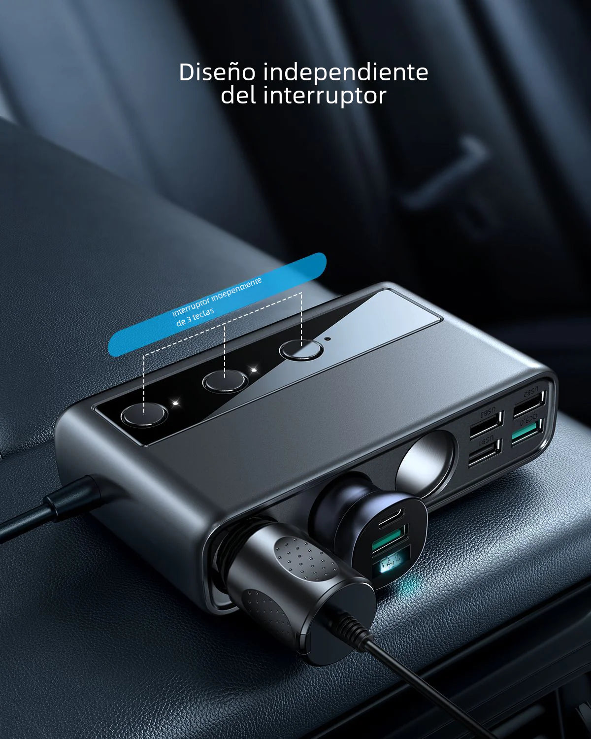 154W Multi-Port Car Charger — Front &amp; Rear Seat Charging Hub