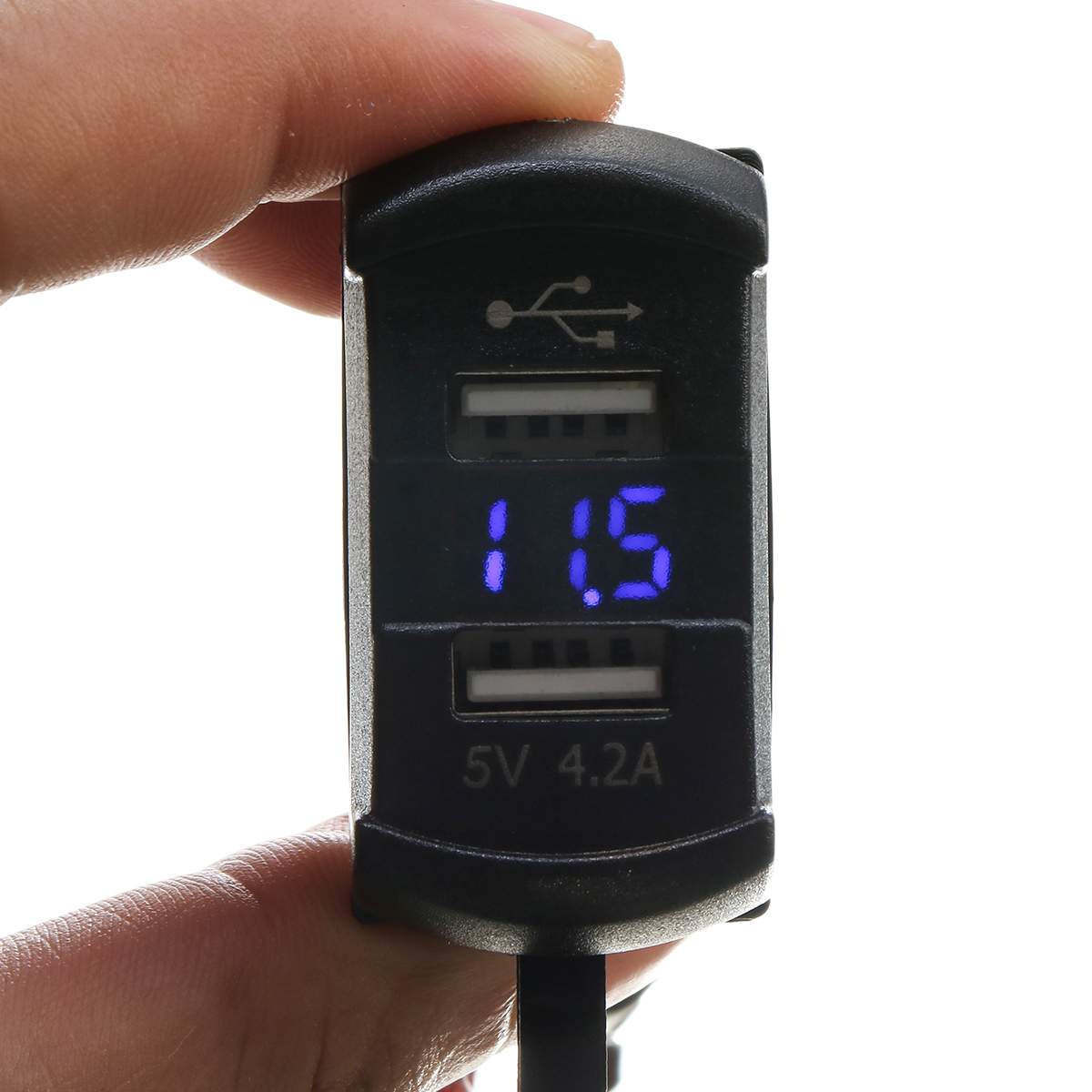 Dual USB Car Charger - Voltage Display & On/Off Switch