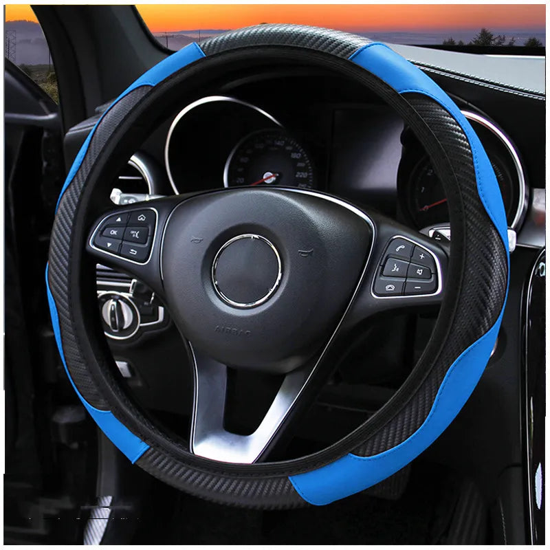 Carbon Fiber Steering Wheel Cover — Anti-Slip Universal Grip