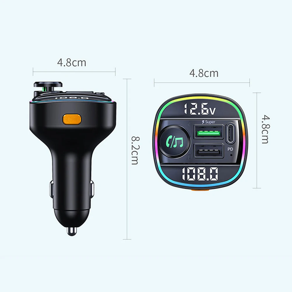 Bluetooth 5.0 Car FM Transmitter - USB PD Charger & Hands-Free AUX