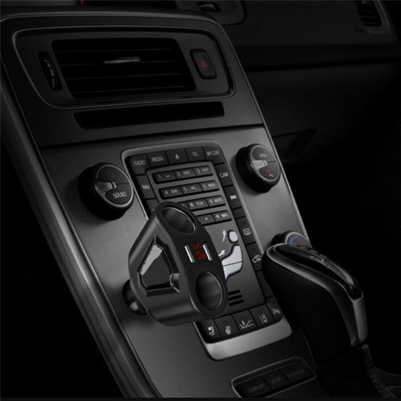 4-Port USB Fast Car Charger - Digital Display, 4-Device Charging
