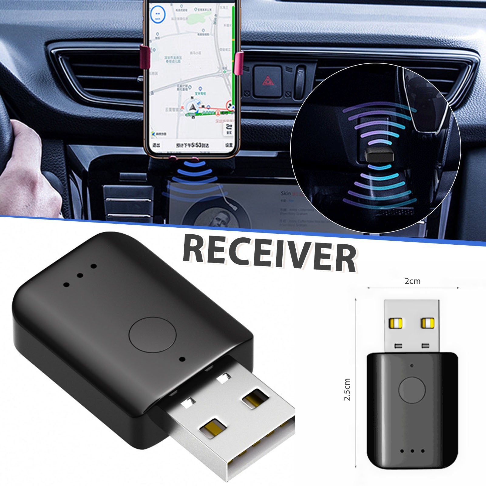Car Bluetooth 5.1 FM Transmitter Kit - Wireless Audio Receiver & Charger