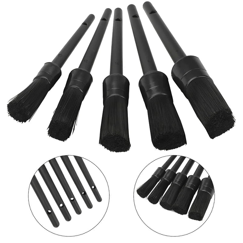 Car Detailing Brush Set — 5-Piece Boar Hair Kit