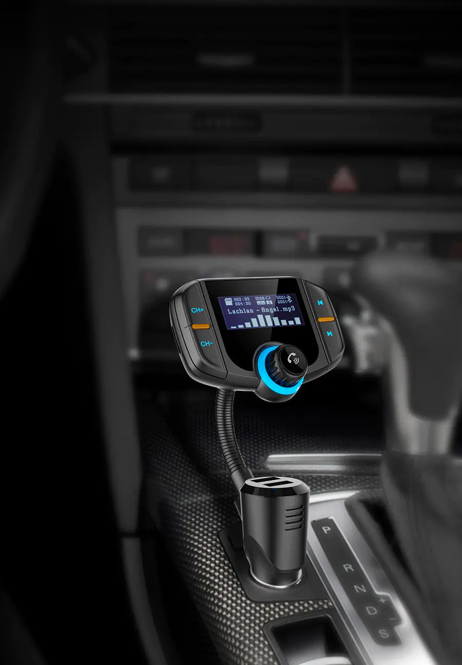 Bluetooth FM Transmitter Car Adapter — Wireless Audio + QC3.0 Fast Charge
