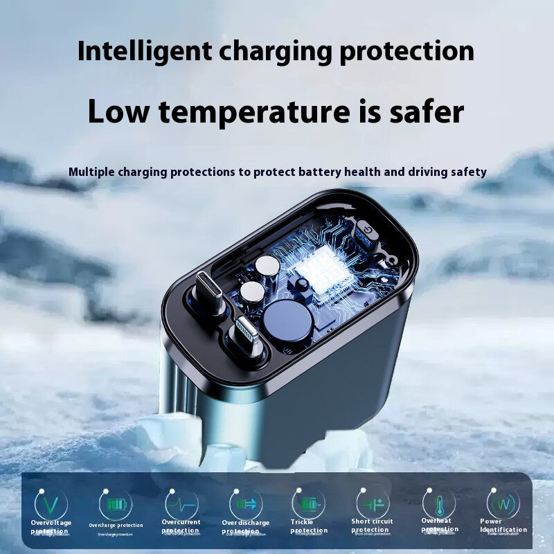 Flexible 120W Fast Car Charger - USB-C & USB, Ambient Light
