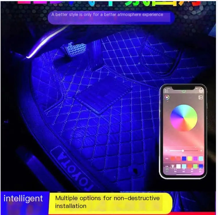 Car Interior Fiber Ambient Light — App &amp; Voice Control, Music Sync