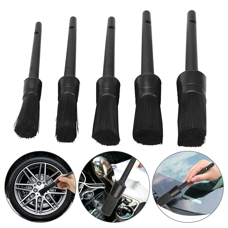 Car Detailing Brush Set — 5-Piece Boar Hair Kit