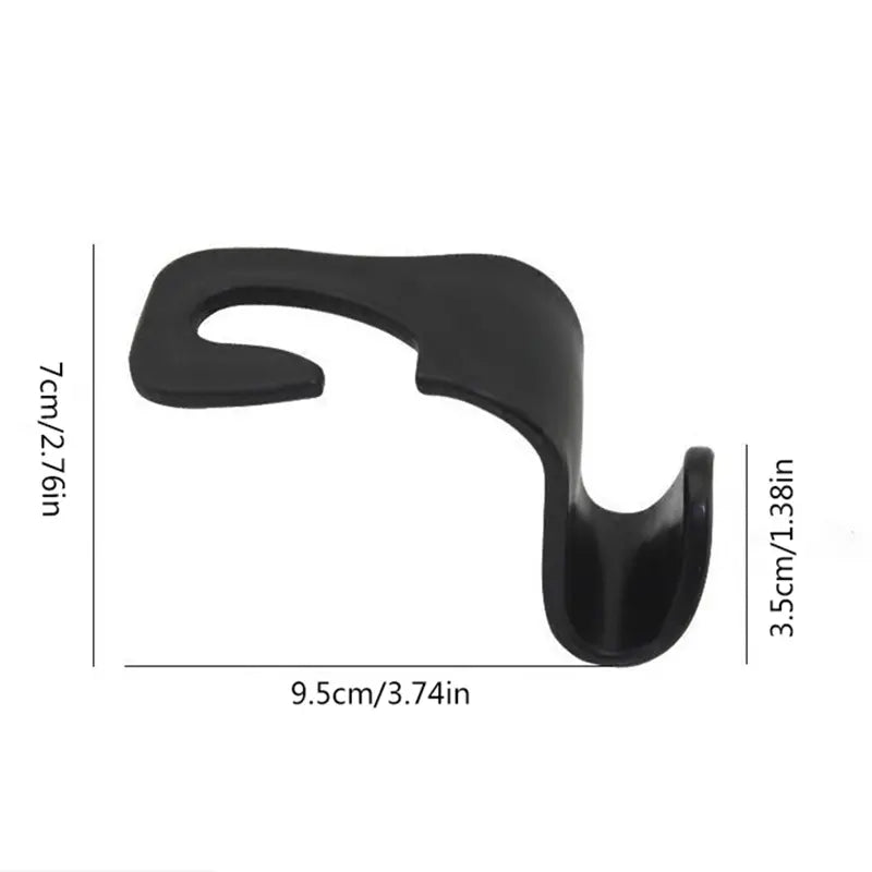 Car Seat Headrest Hook Hanger Organizer - 4 Pack (Black)