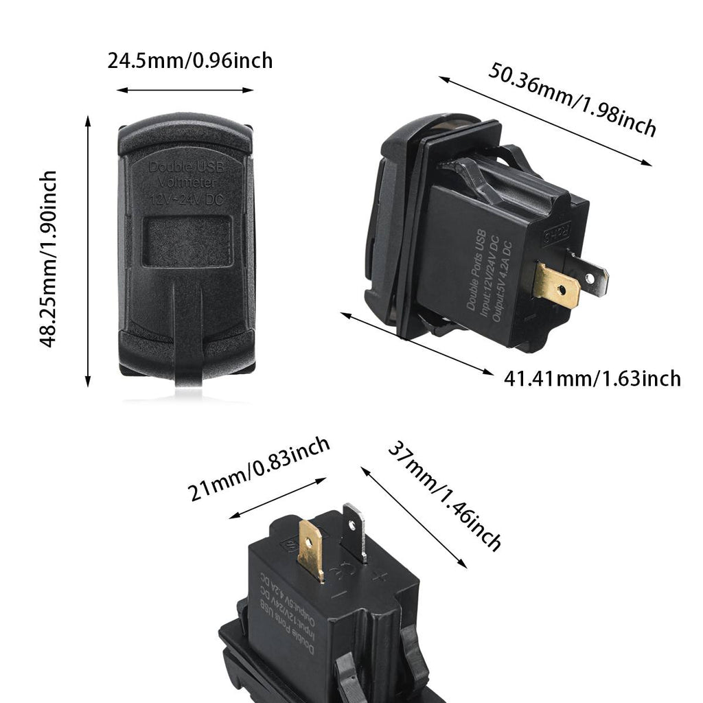 Dual USB Car Charger - Voltage Display & On/Off Switch
