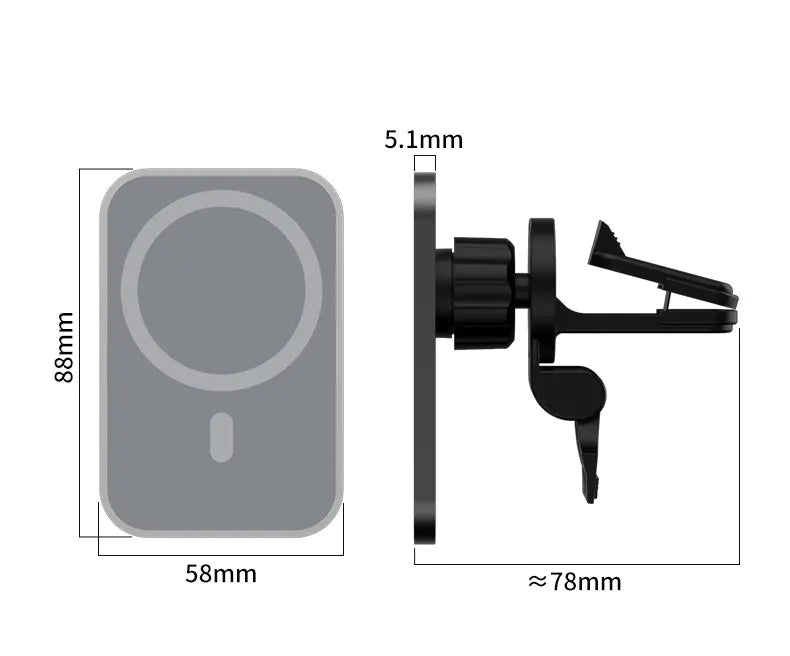15W Magnetic Wireless Car Charger — Auto-Grip Air Vent Mount