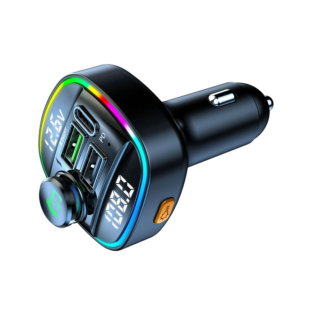 Bluetooth 5.0 Car FM Transmitter - USB PD Charger & Hands-Free AUX