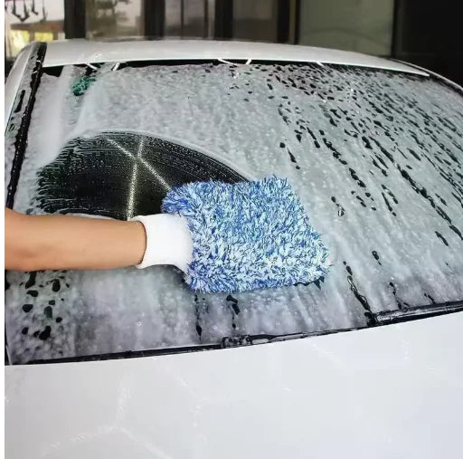 Microfiber Car Wash Mitt — Scratch-Free Coral Fleece