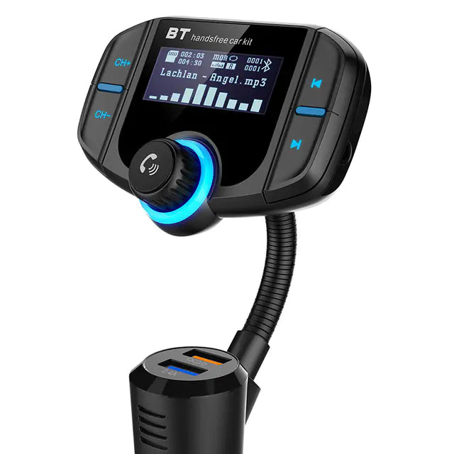 Bluetooth FM Transmitter Car Adapter — Wireless Audio + QC3.0 Fast Charge