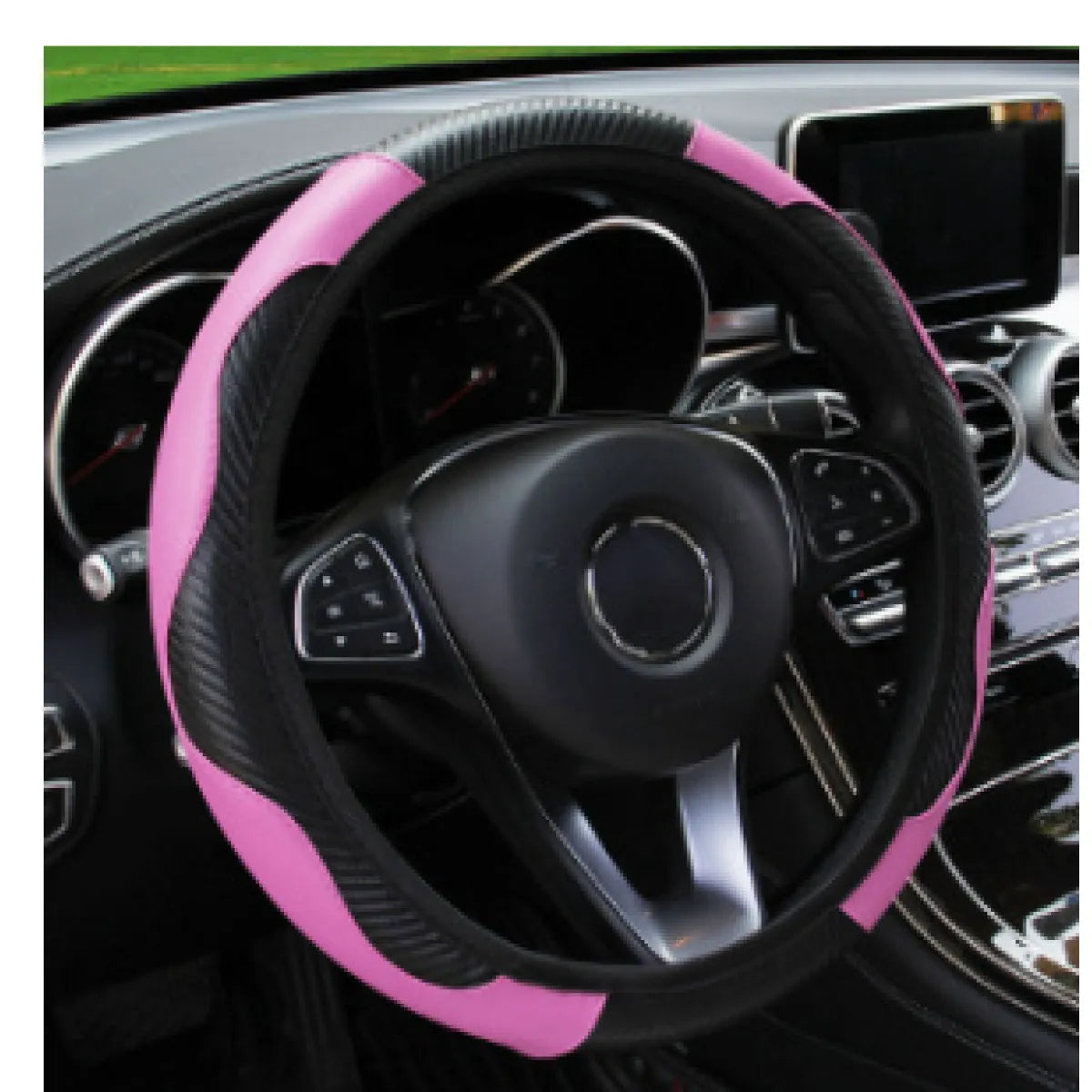 Carbon Fiber Steering Wheel Cover — Anti-Slip Universal Grip