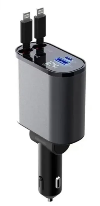 Metal 86W Fast Car Charger - USB-C & USB, Voltage Display