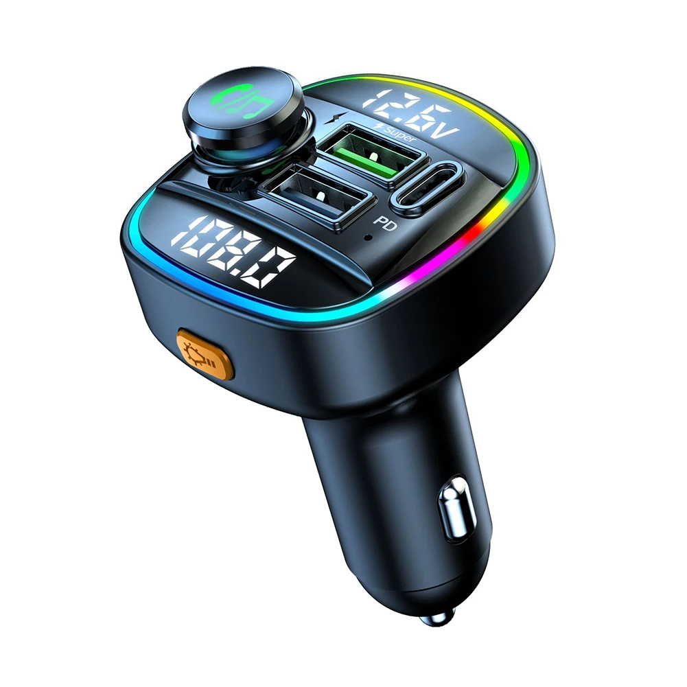 Bluetooth 5.0 Car FM Transmitter - USB PD Charger & Hands-Free AUX