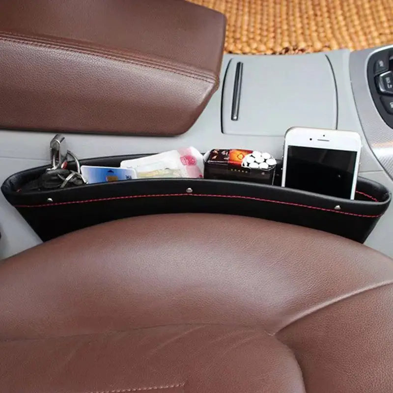 PU Leather Car Seat Gap Filler Storage Organizer Box